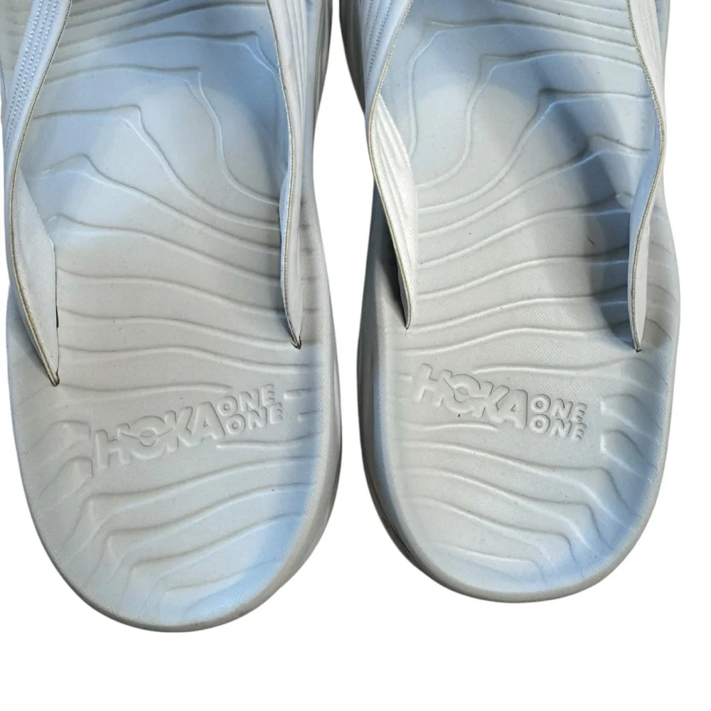 Hoka Ora Recovery Flip Grey Lunar Rock White Men's Size 12 Flip Flops Sandals